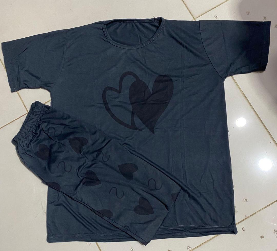 Women’s Stylish Printed Night Suit – Grey “LOVE” Design