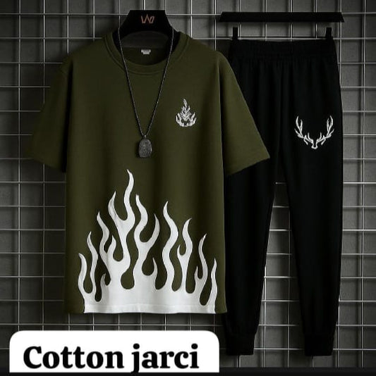 Trendy Jarsi Cotton Flame Printed Tracksuit