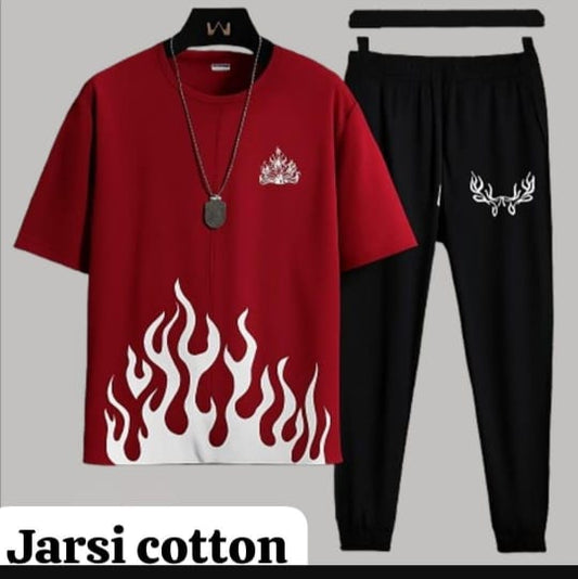 Trendy Jarsi Cotton Flame Printed Tracksuit