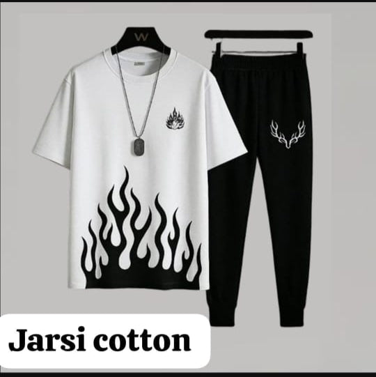 Trendy Jarsi Cotton Flame Printed Tracksuit